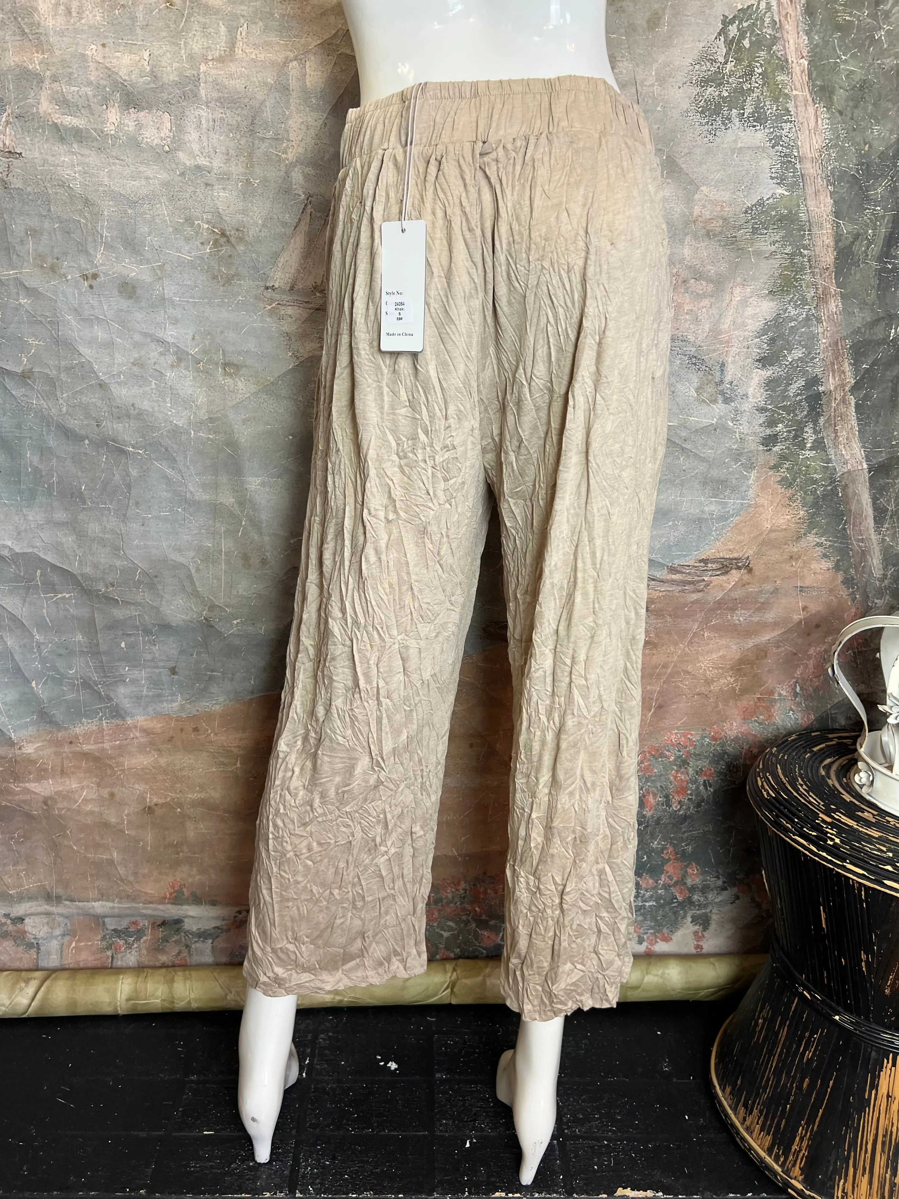 24054 Crinkle Pants-Khaki