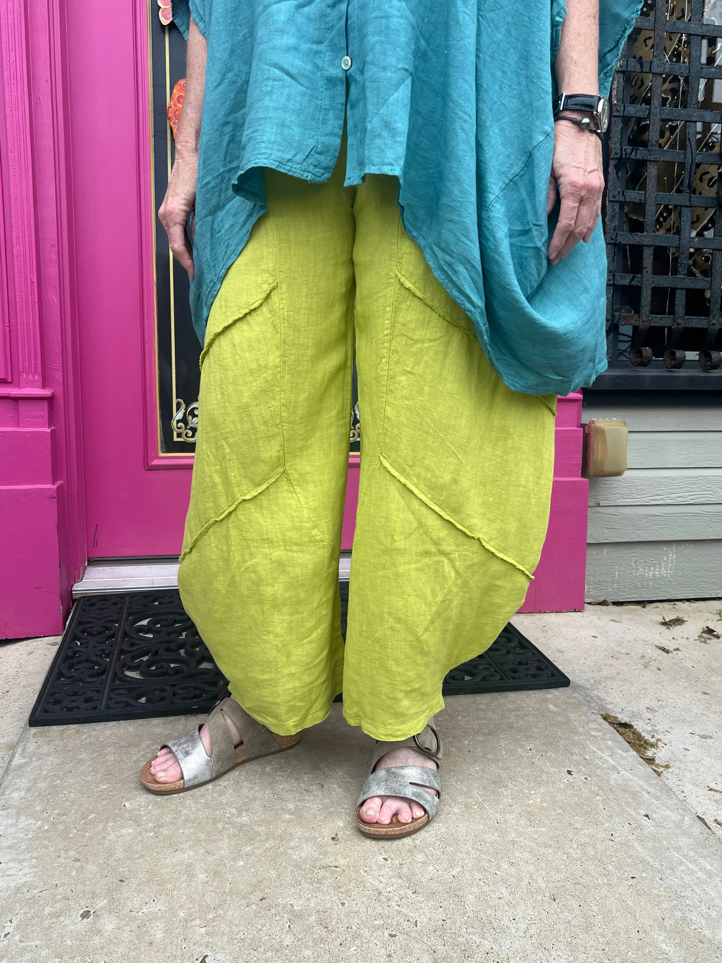 30220 Linen Genie Pants-Moss Green