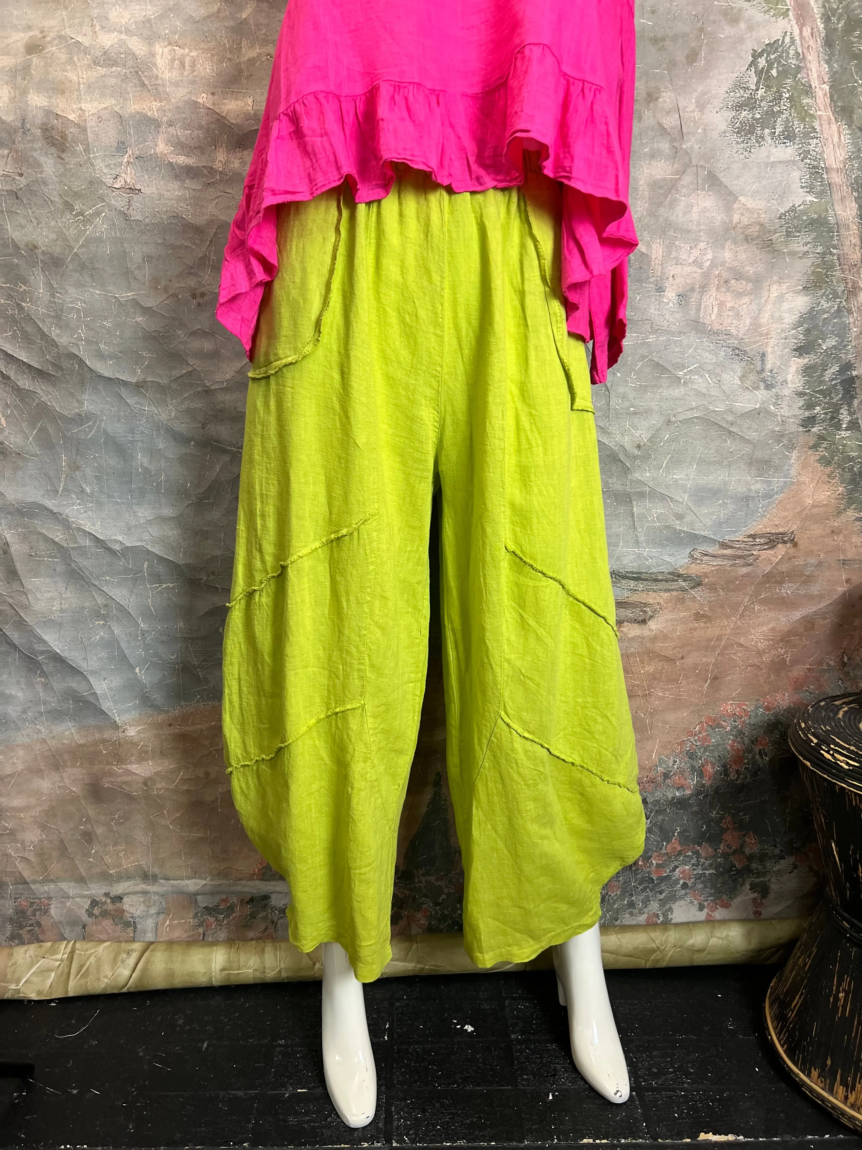 30220 Linen Genie Pants-Moss Green