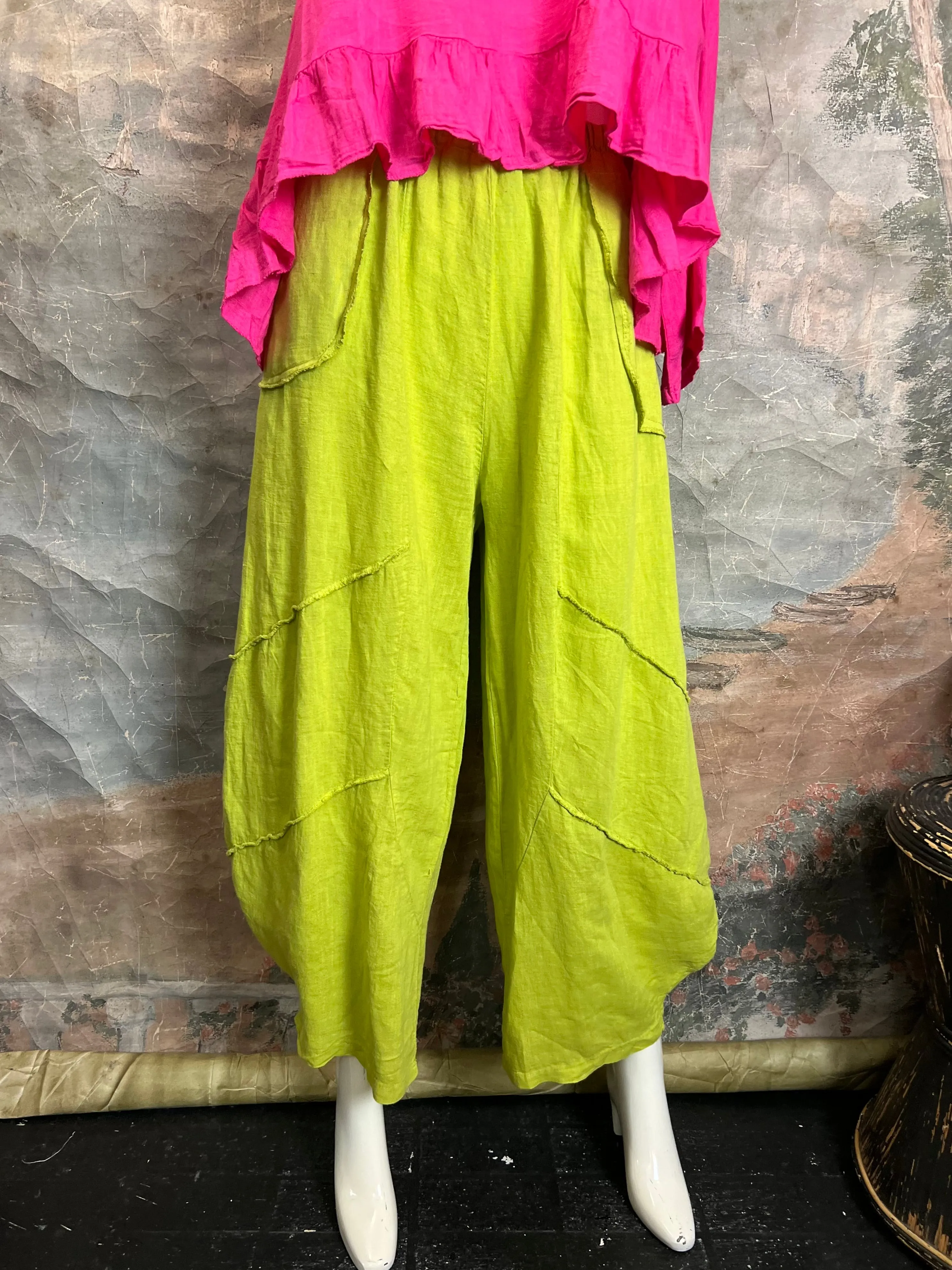30220 Linen Genie Pants-Moss Green