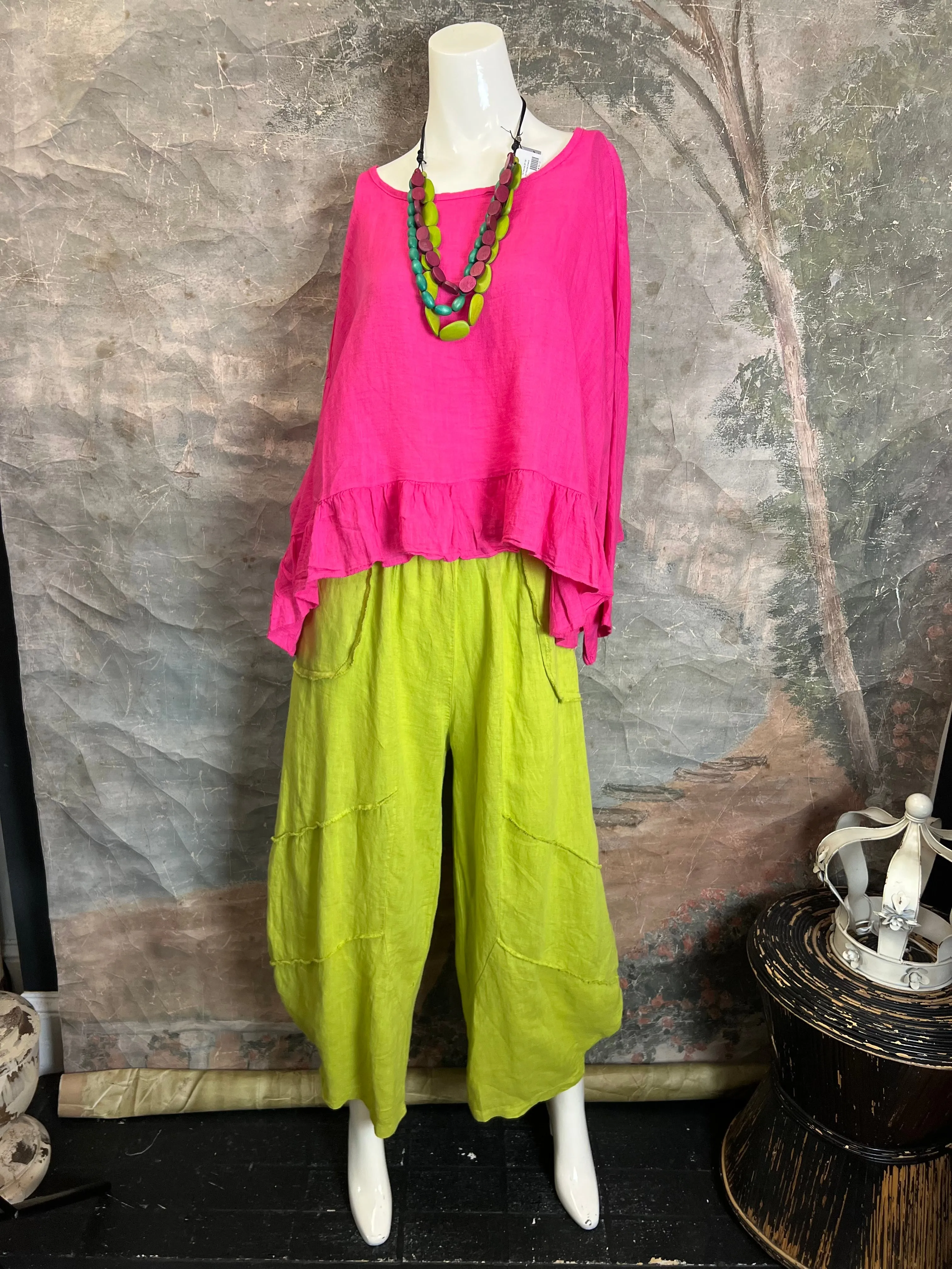 30220 Linen Genie Pants-Moss Green