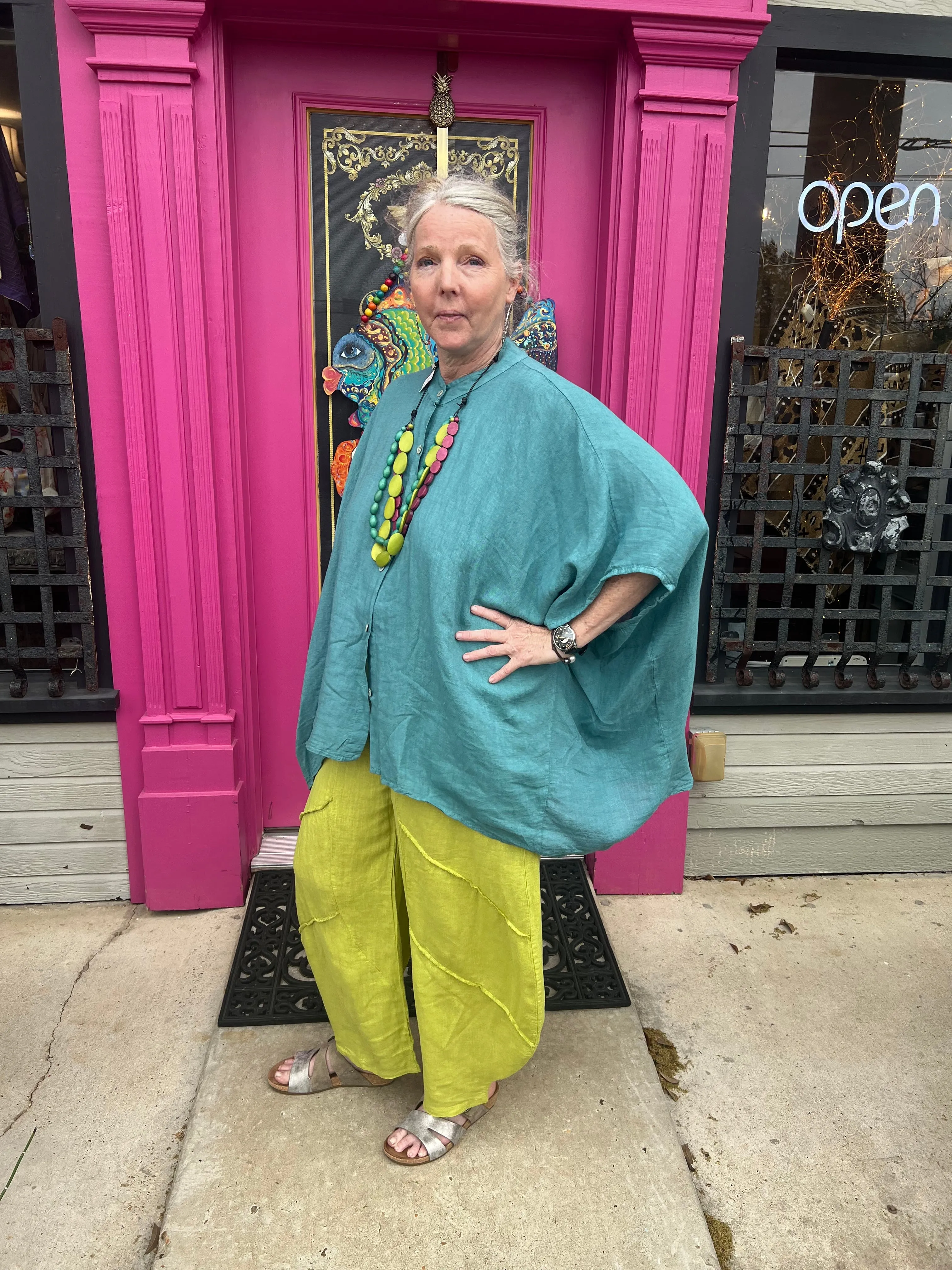 30220 Linen Genie Pants-Moss Green