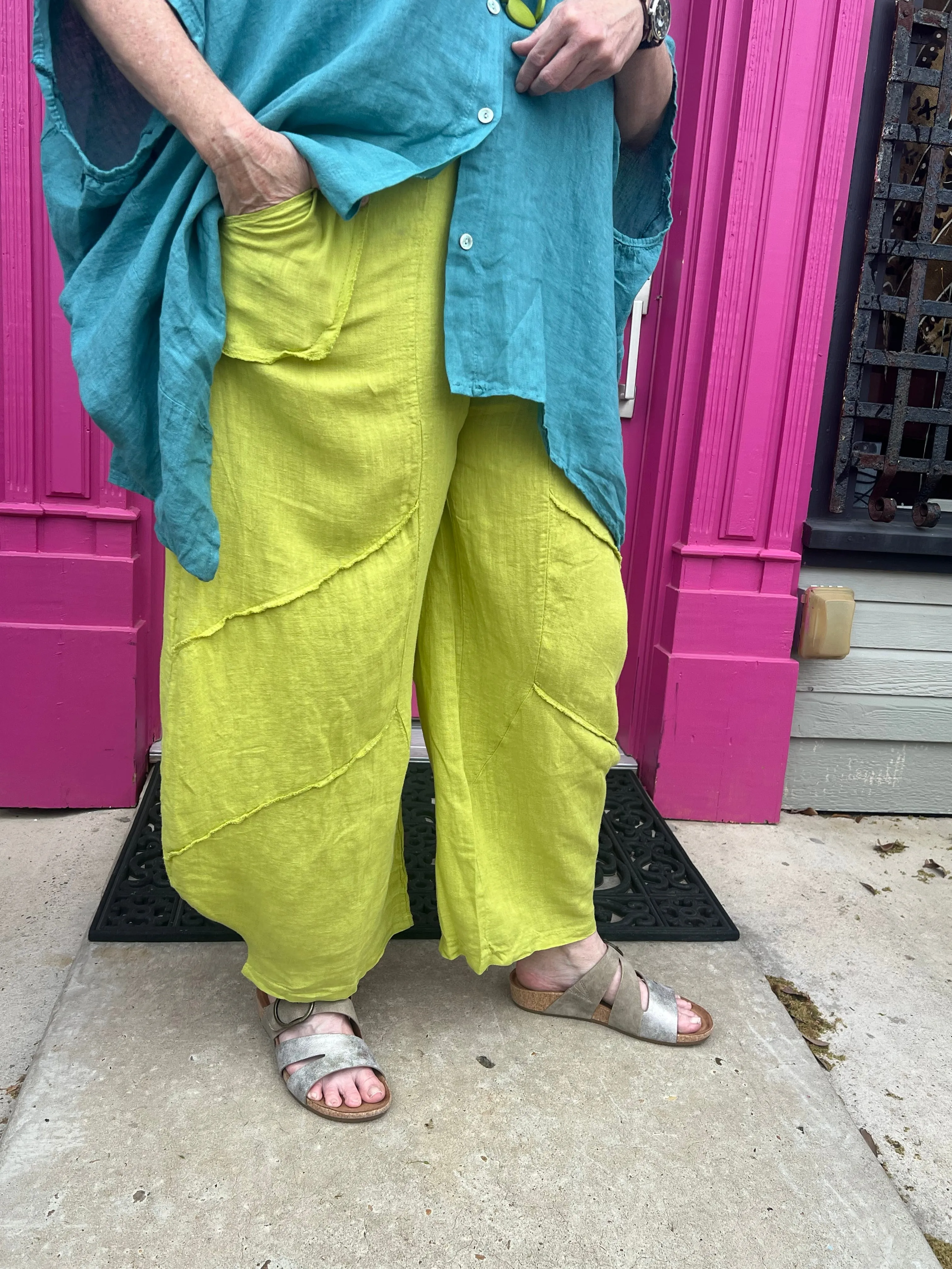 30220 Linen Genie Pants-Moss Green