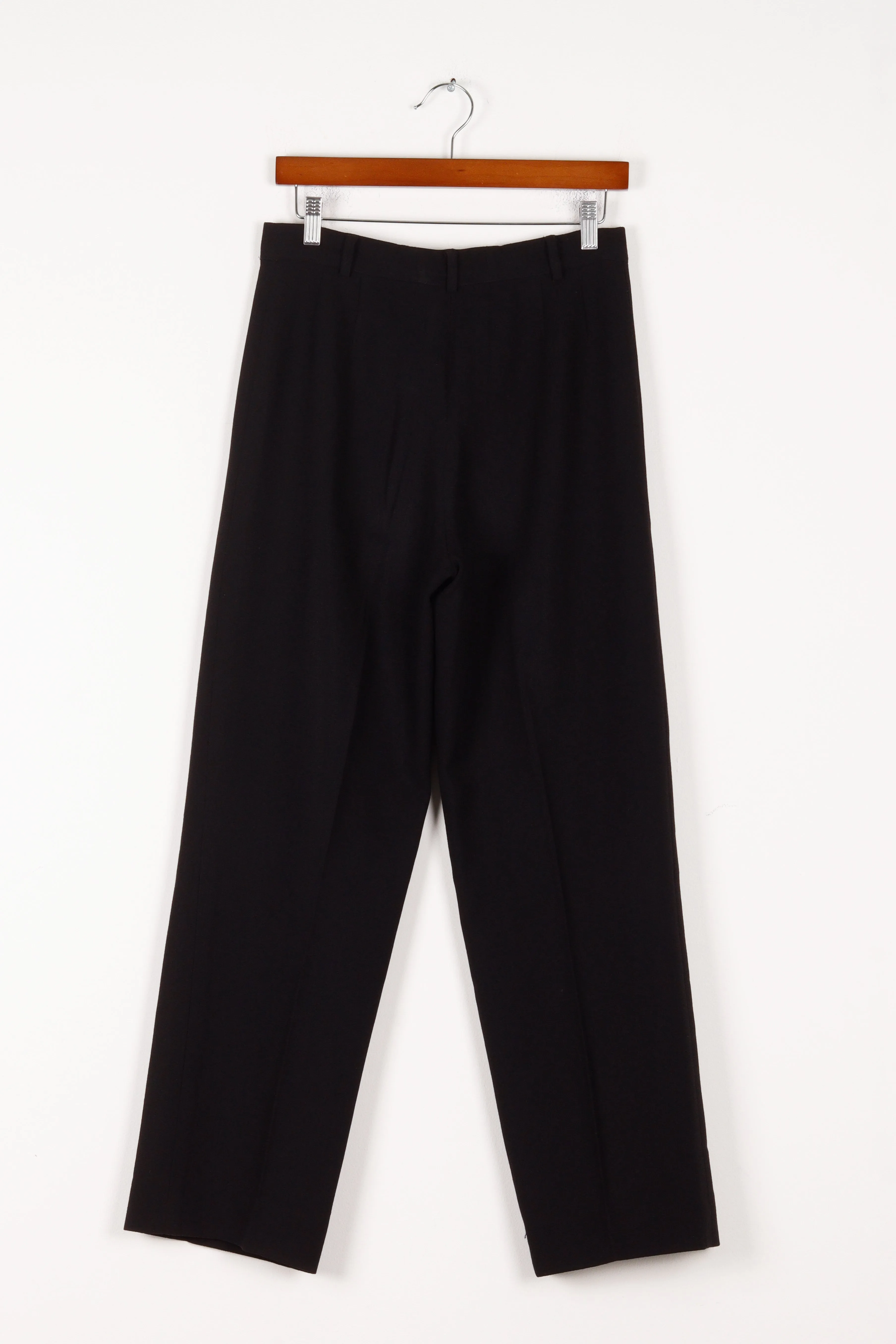 80's Valentino 'Pleated Lana Vergine Wool' Trousers Black