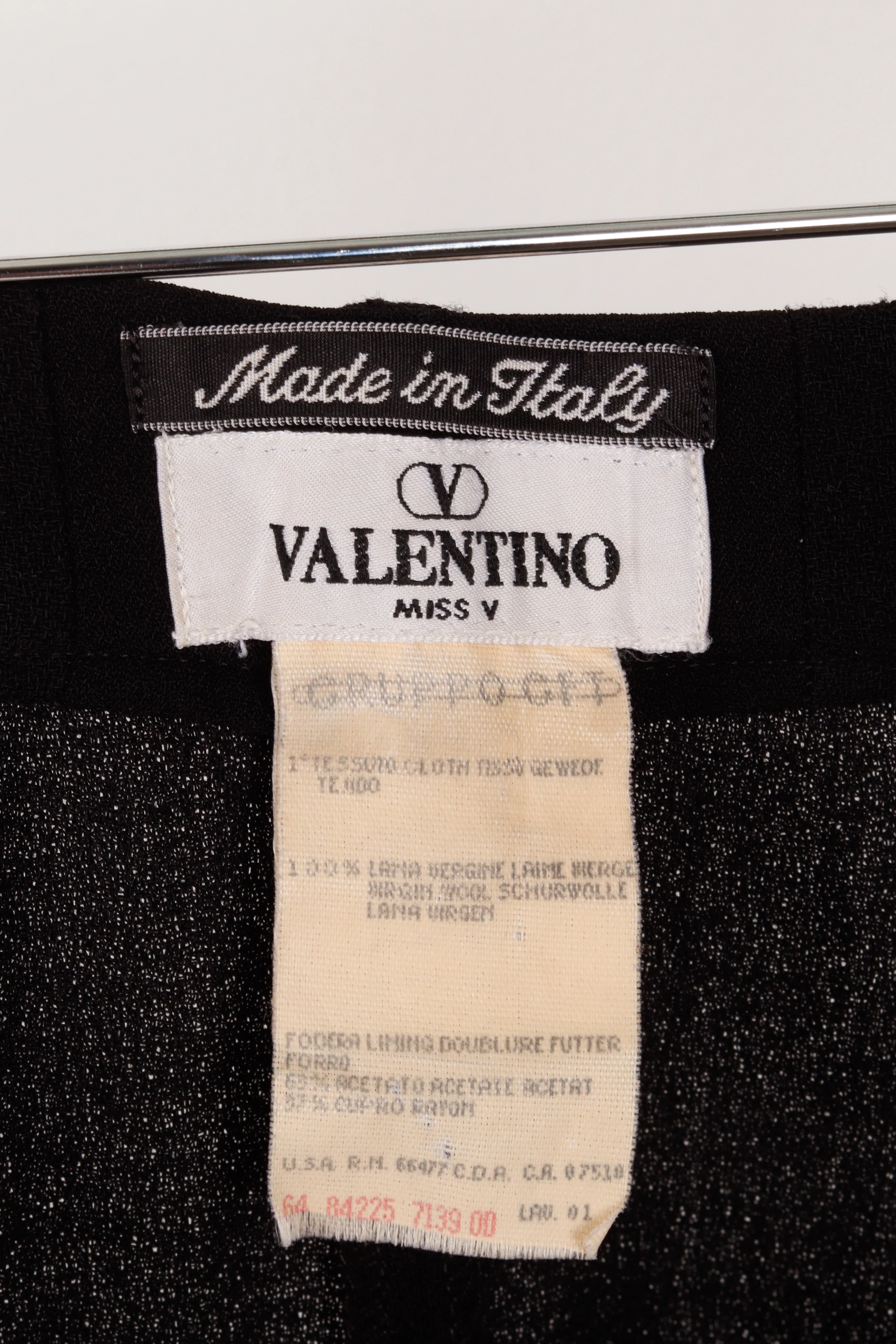 80's Valentino 'Pleated Lana Vergine Wool' Trousers Black