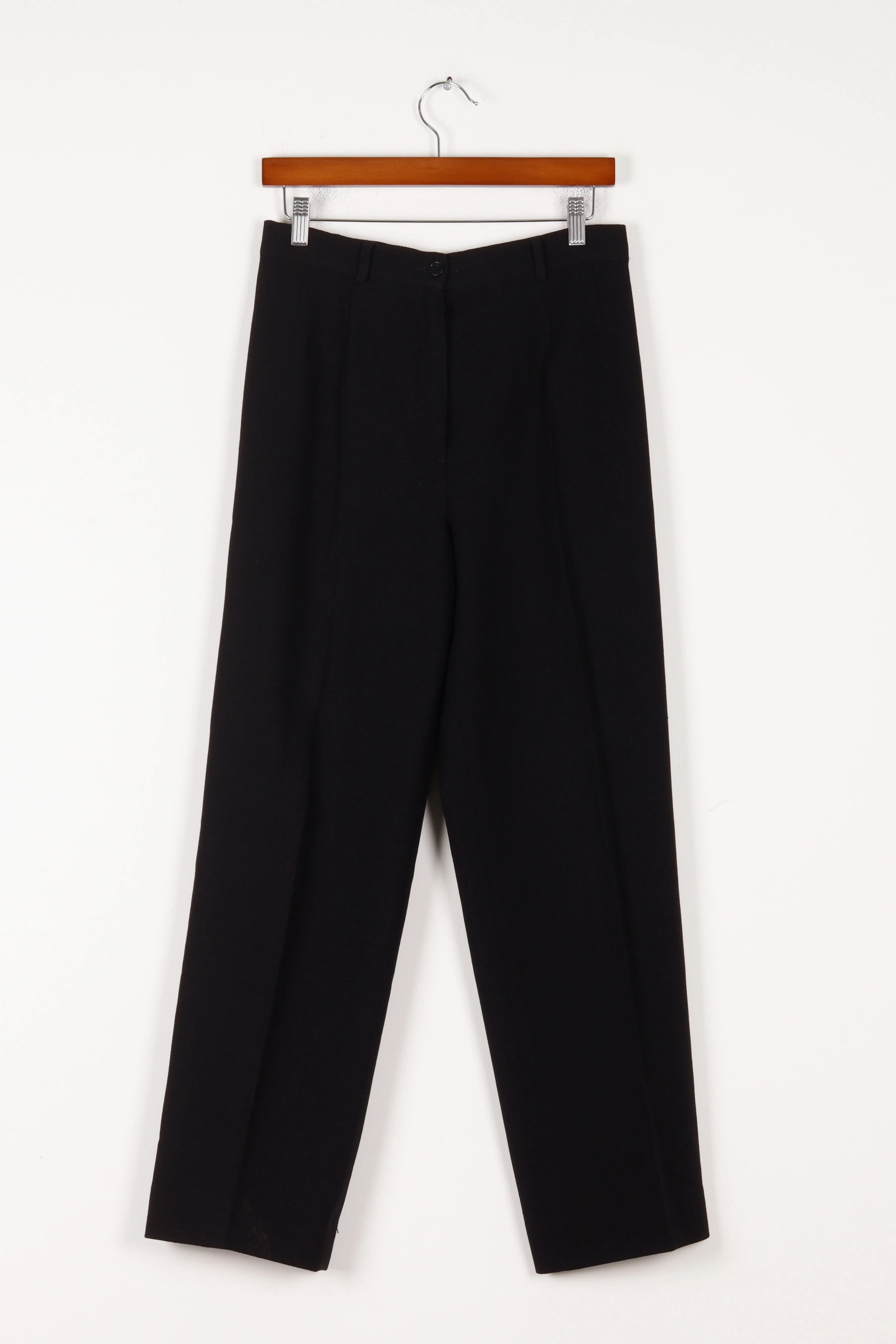 80's Valentino 'Pleated Lana Vergine Wool' Trousers Black