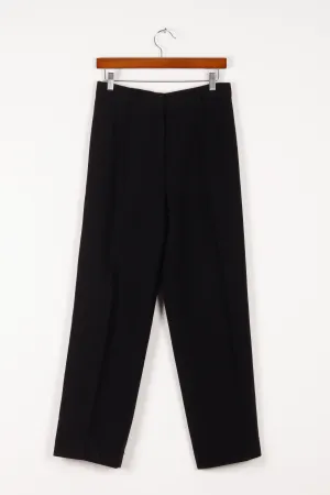 80's Valentino 'Pleated Lana Vergine Wool' Trousers Black