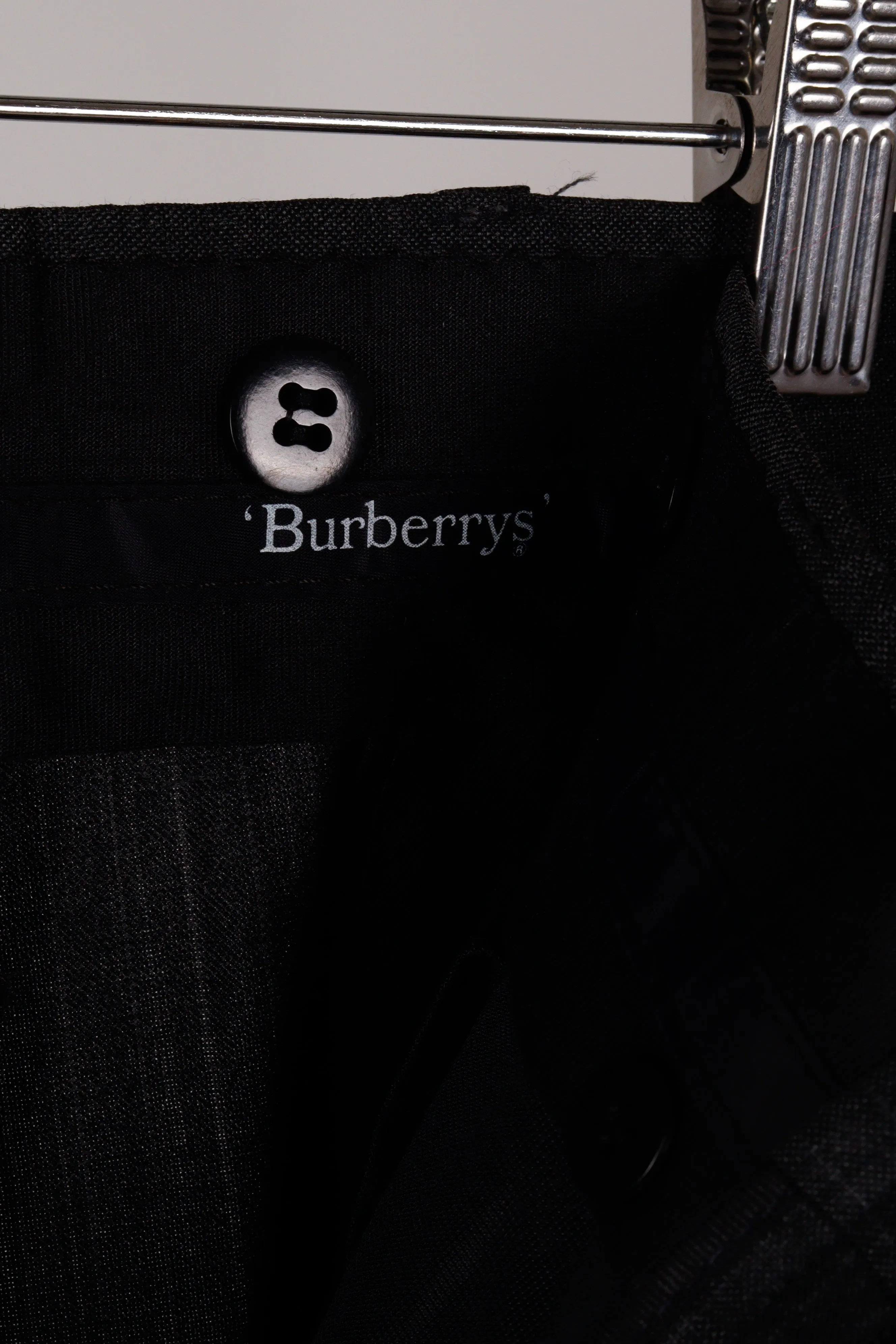 90's Burberry 'Window-Pane Plaid Stratford Wool' Trousers Grey