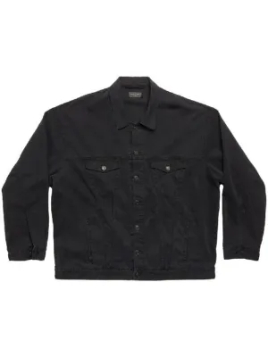 Balenciaga Back Taped Denim Jacket Black