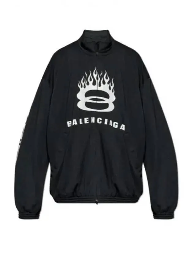 Balenciaga Flame Print Zip-Up Jacket Black