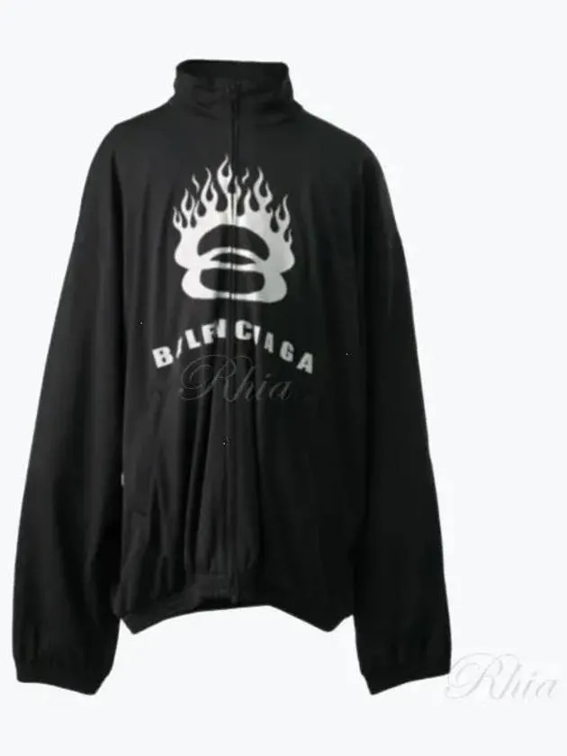 Balenciaga Flame Print Zip-Up Jacket Black