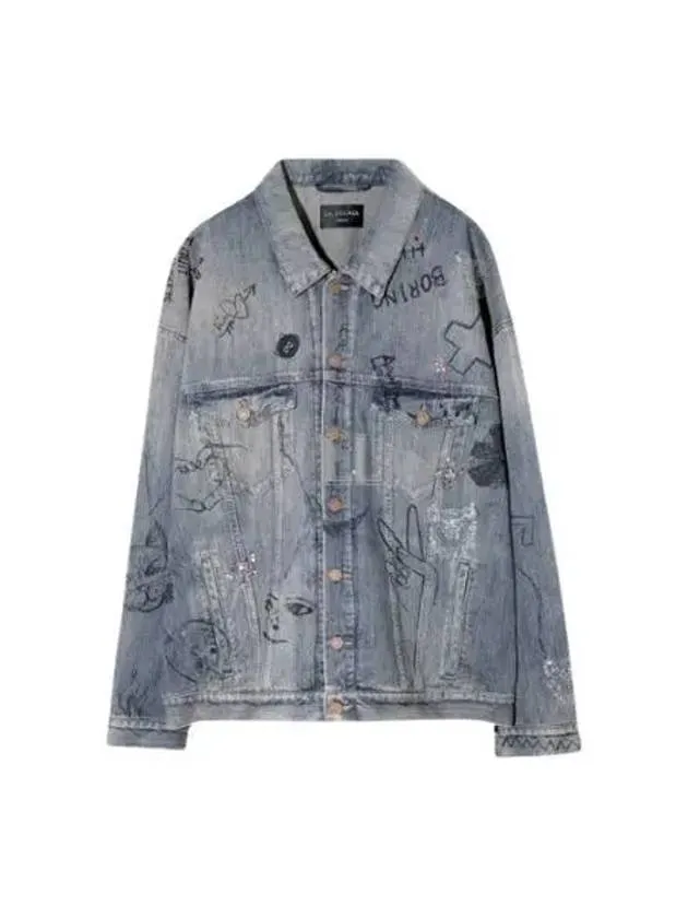 Balenciaga Graffiti Denim Jacket Blue