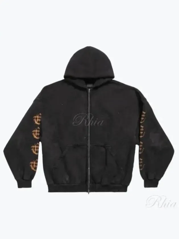 Balenciaga Heavy Metal Oversized Zip-Up Hoodie Black