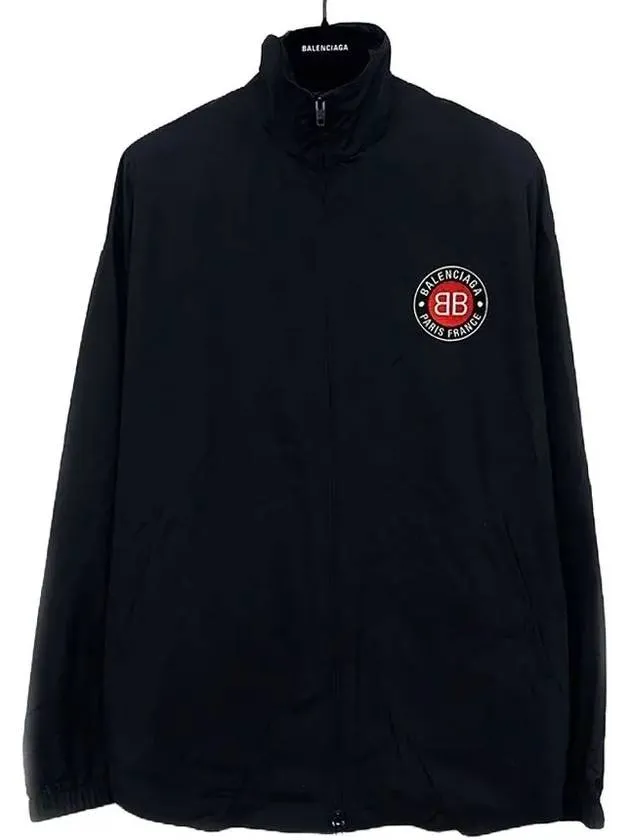 Balenciaga High Neck Logo Zip-up Jacket Black