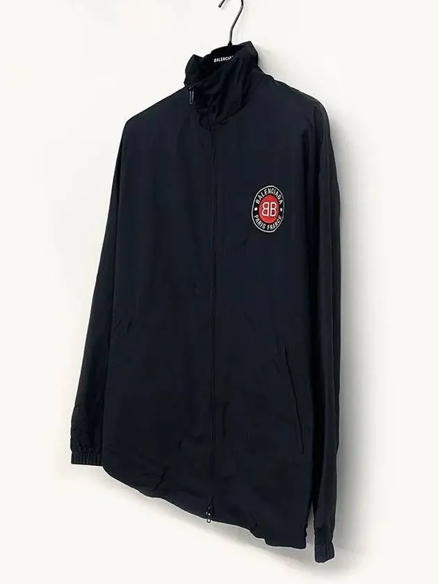 Balenciaga High Neck Logo Zip-up Jacket Black
