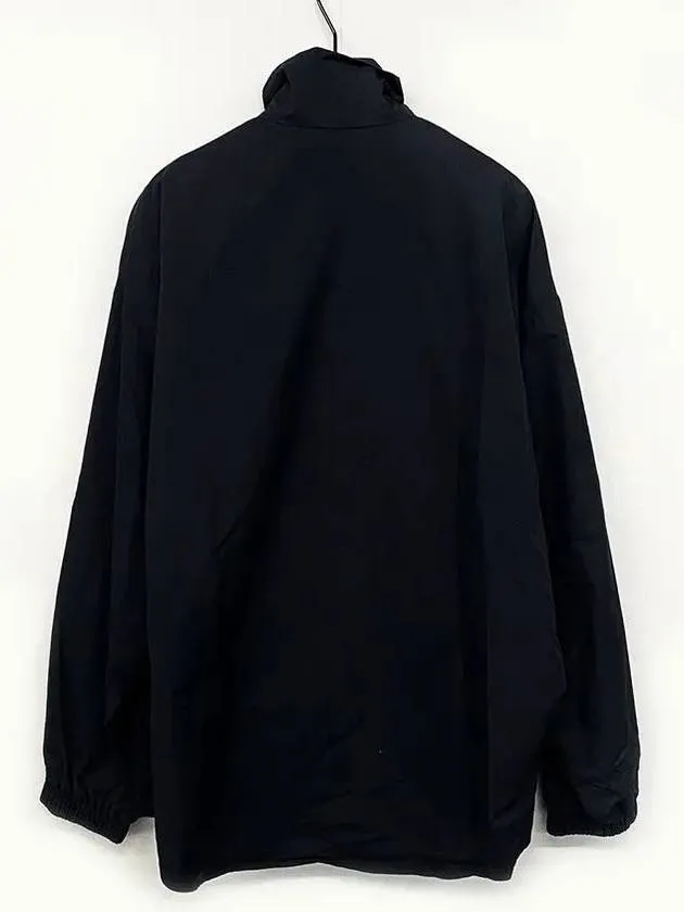 Balenciaga High Neck Logo Zip-up Jacket Black