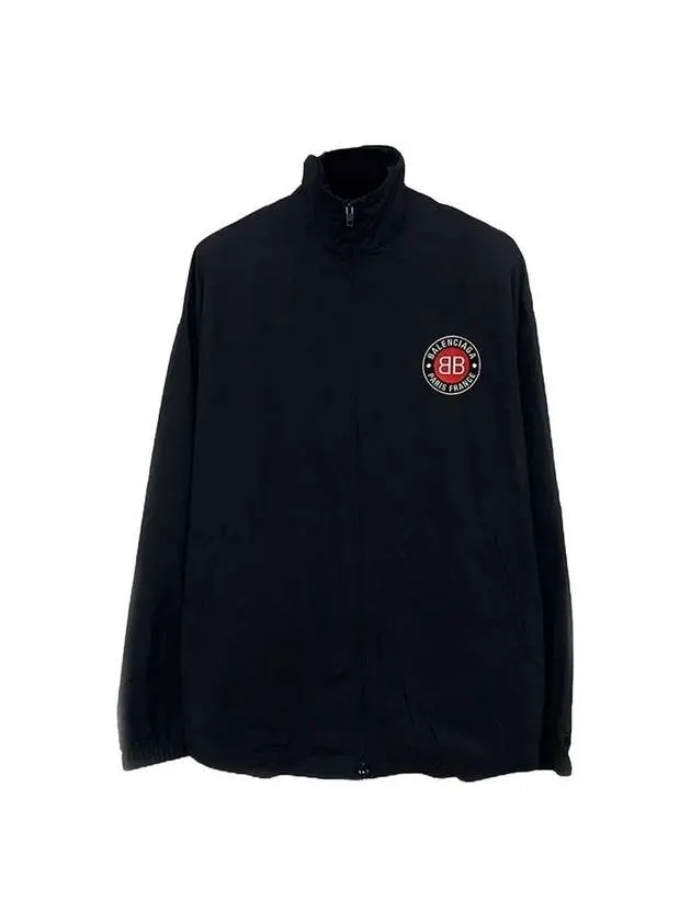 Balenciaga High Neck Logo Zip-up Jacket Black