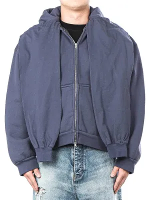 Balenciaga Incognito Zip-Up Hoodie Blue
