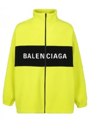 Balenciaga Logo Stripe Zip-Up Jacket Yellow