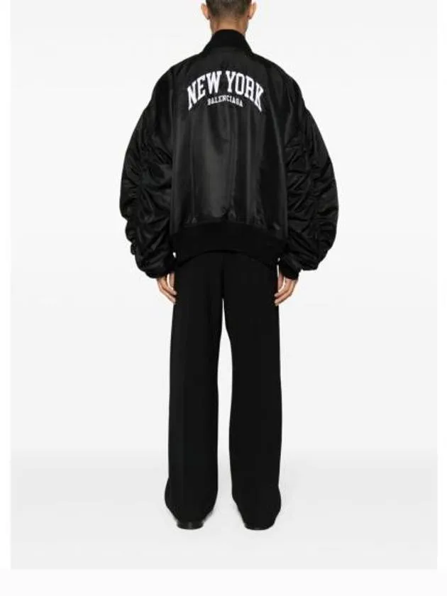 Balenciaga New York Embroidery Bomber Jacket Black