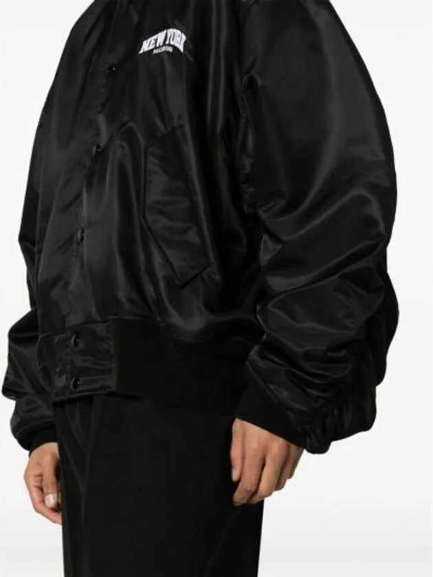 Balenciaga New York Embroidery Bomber Jacket Black