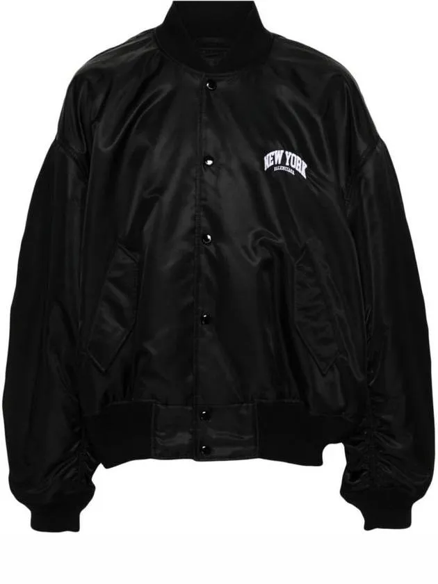 Balenciaga New York Embroidery Bomber Jacket Black