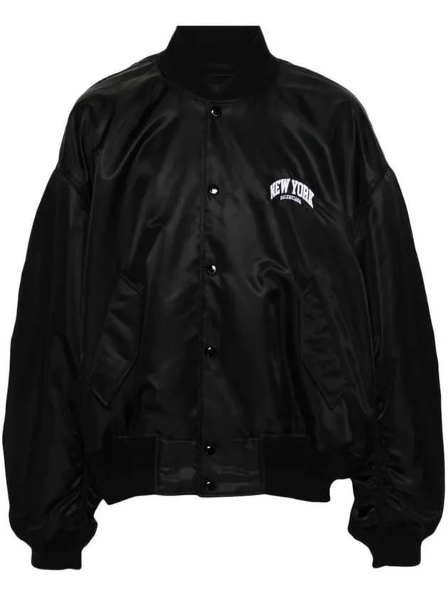 Balenciaga New York Embroidery Bomber Jacket Black