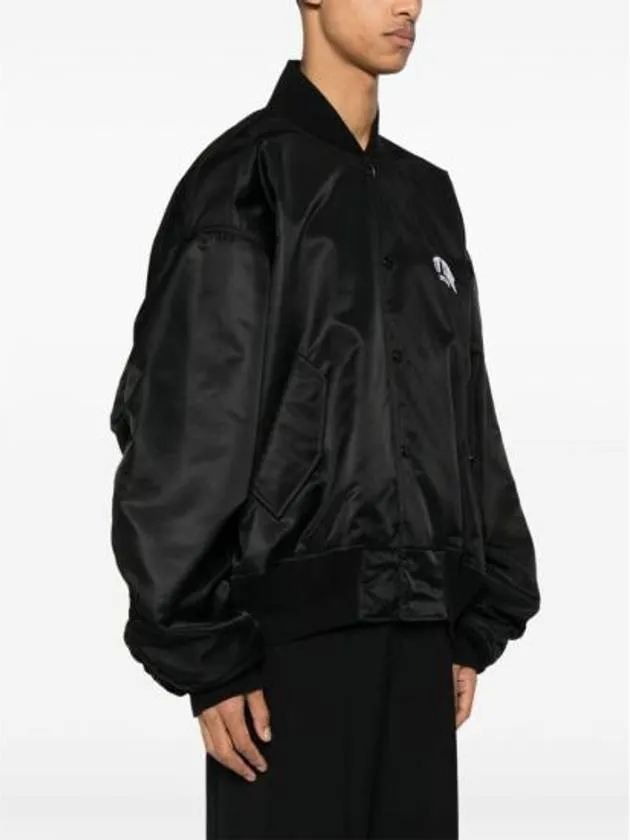 Balenciaga New York Embroidery Bomber Jacket Black