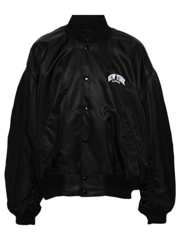 Balenciaga New York Embroidery Bomber Jacket Black