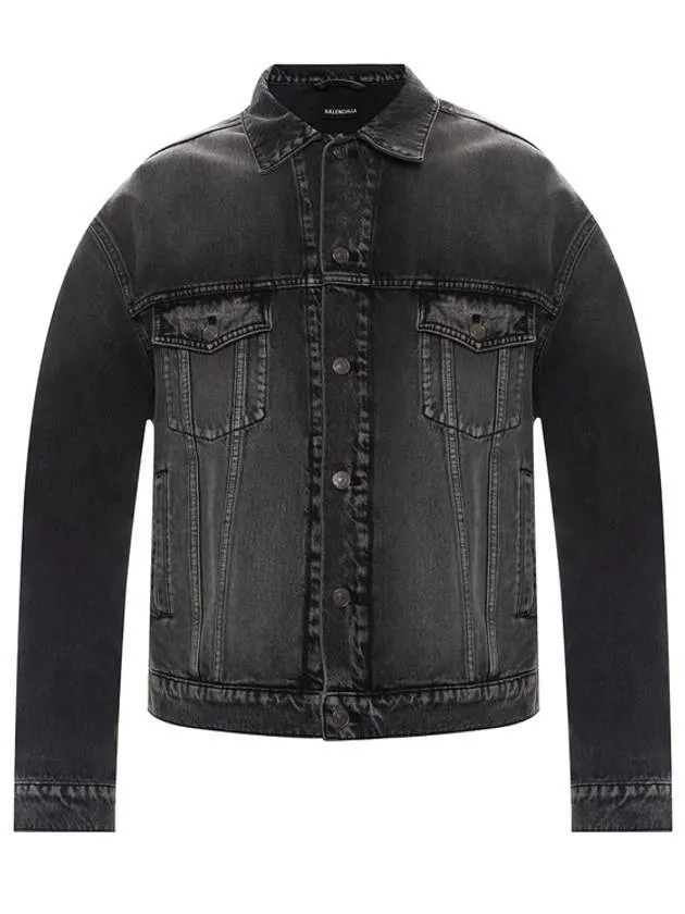 Balenciaga Notre Dame Print Denim Jacket Black