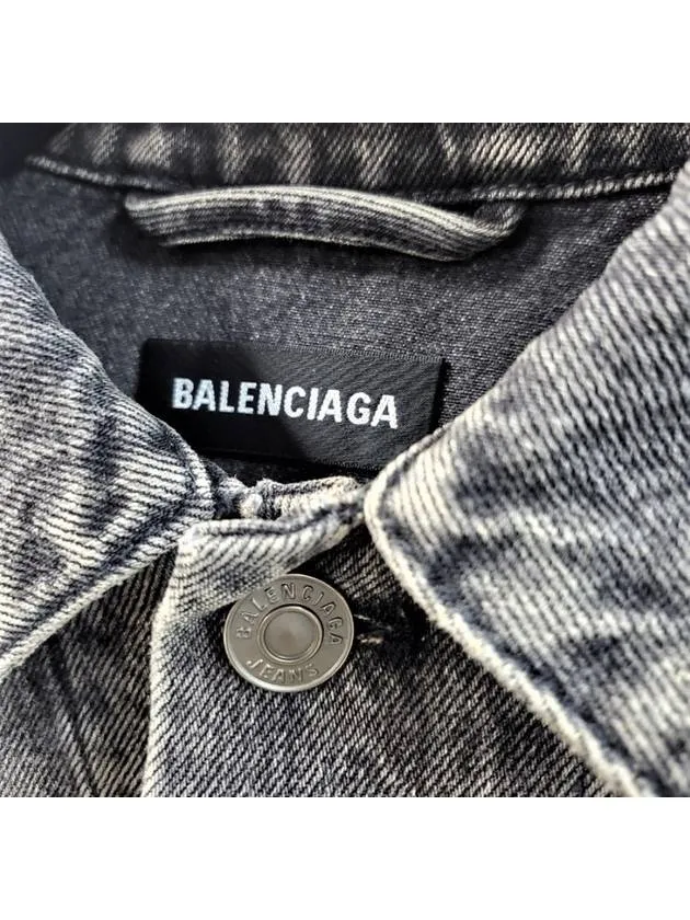 Balenciaga Notre Dame Print Denim Jacket Black
