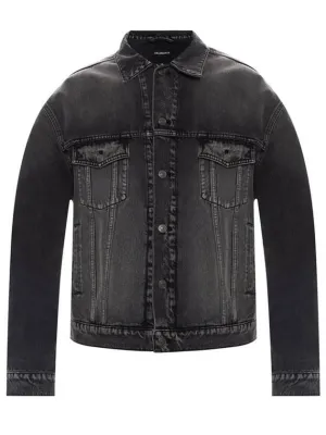 Balenciaga Notre Dame Print Denim Jacket Black