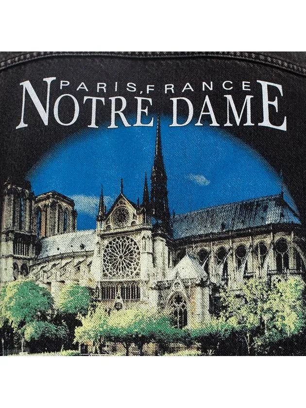 Balenciaga Notre Dame Print Denim Jacket Black