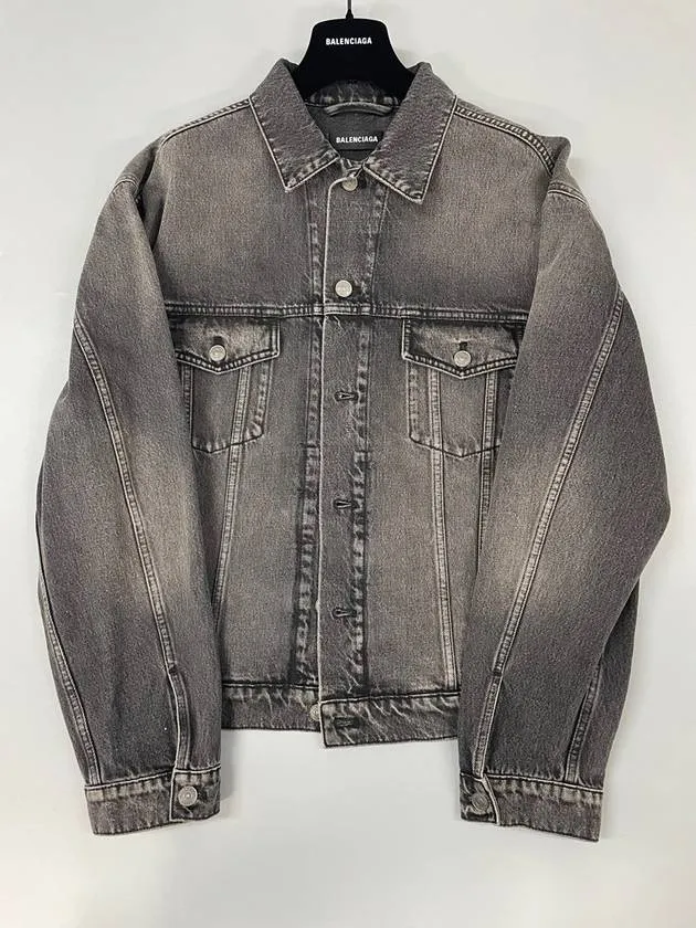 Balenciaga Notre Dame Print Denim Jacket Black
