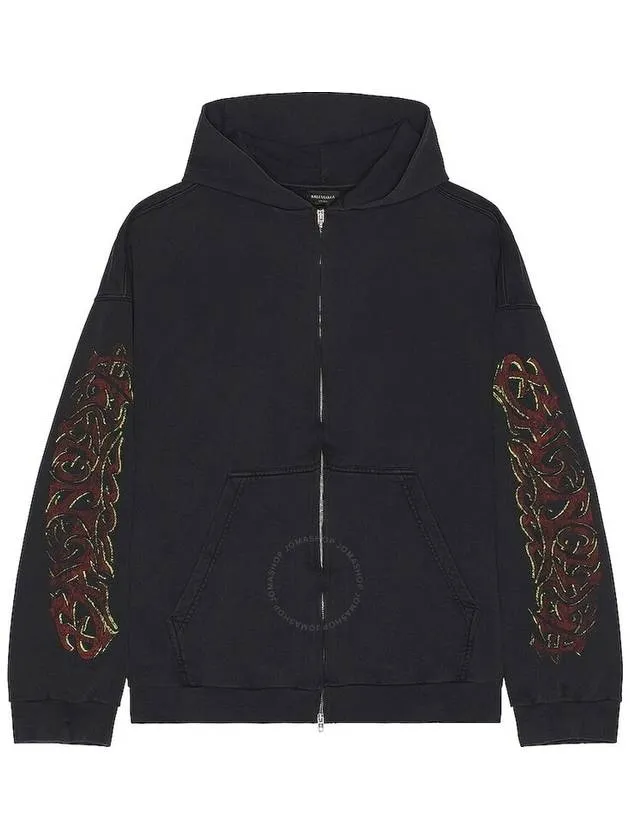 Balenciaga Offshore Medium Fit Zip-Up Hoodie Black Faded