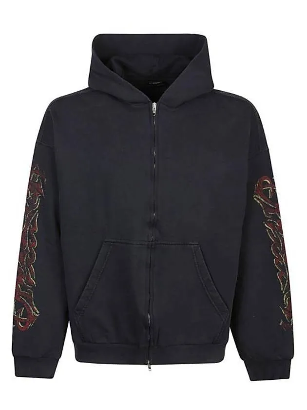 Balenciaga Offshore Medium Fit Zip-Up Hoodie Black Faded