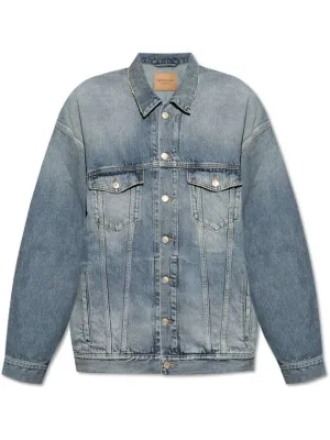 Balenciaga Oversized Fit Denim Jacket Blue