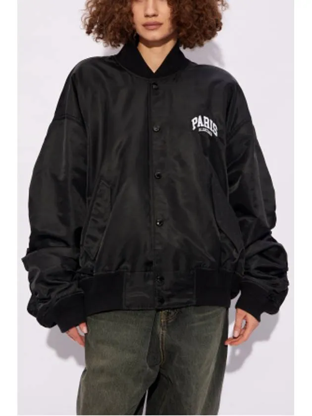 Balenciaga Paris Oversized Bomber Jacket Black