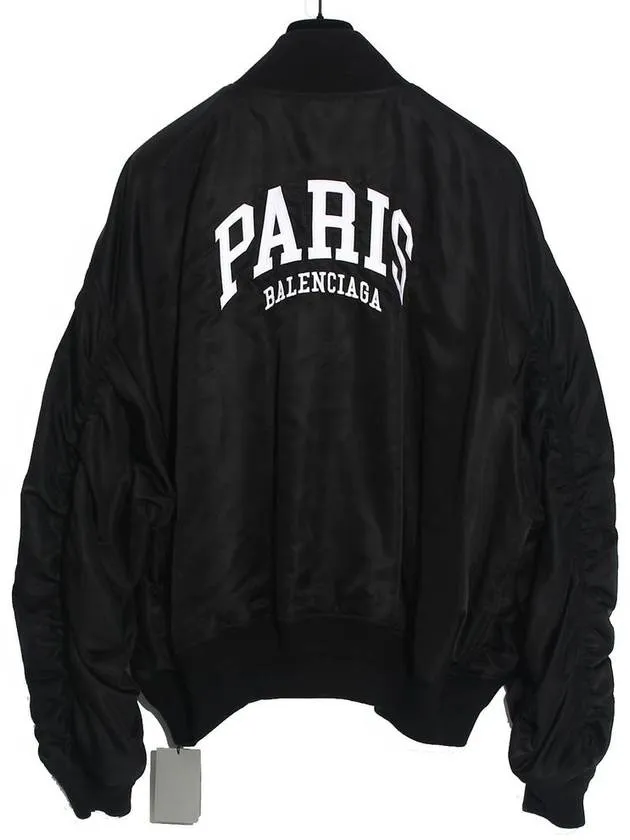 Balenciaga Paris Oversized Bomber Jacket Black