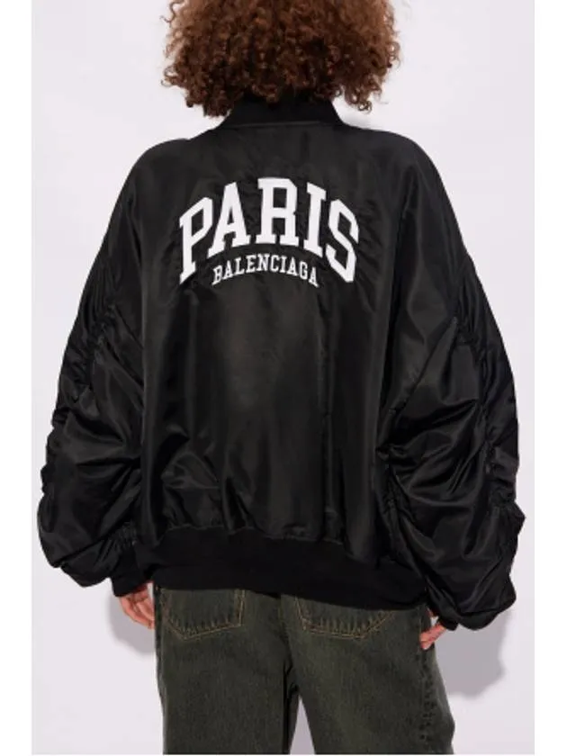 Balenciaga Paris Oversized Bomber Jacket Black