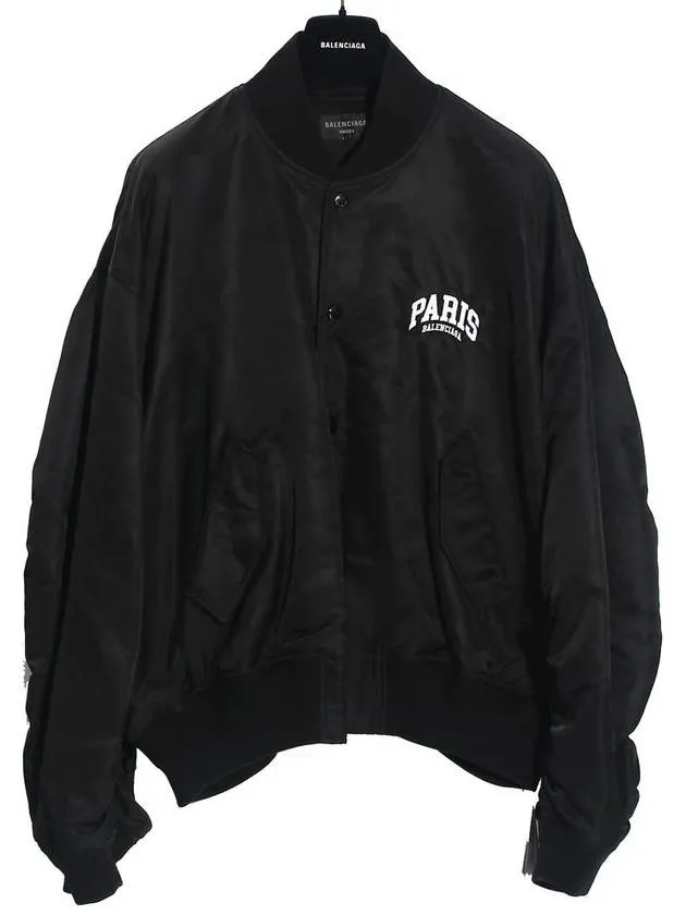 Balenciaga Paris Oversized Bomber Jacket Black