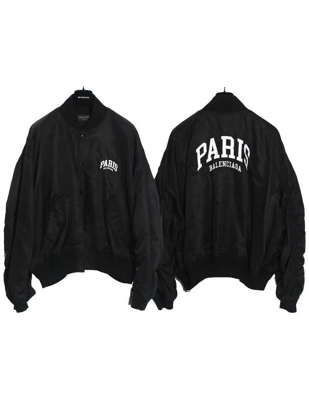 Balenciaga Paris Oversized Bomber Jacket Black