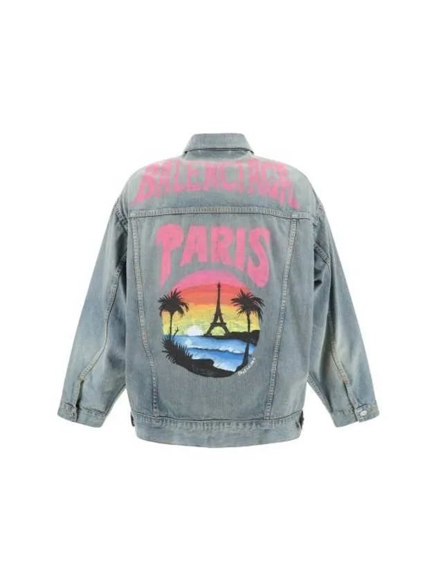 Balenciaga Paris Tropical Denim Jacket Blue