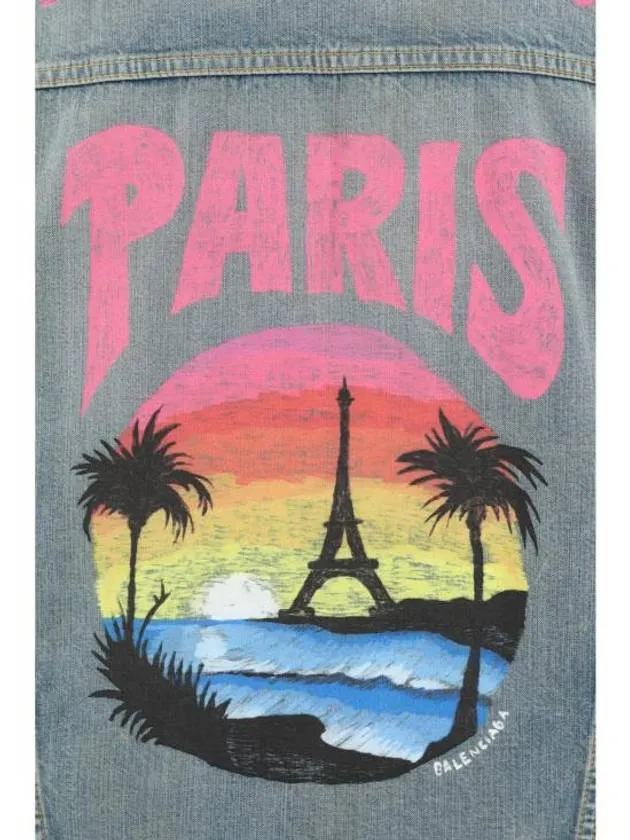 Balenciaga Paris Tropical Denim Jacket Blue