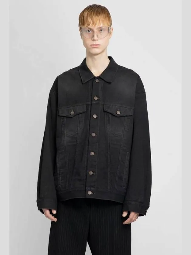 Balenciaga Political Campaign Logo Oversized Denim Jacket Black