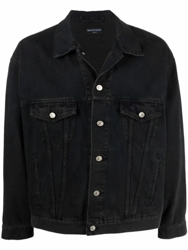 Balenciaga Political Campaign Logo Oversized Denim Jacket Black