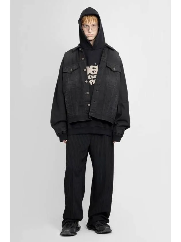 Balenciaga Political Campaign Logo Oversized Denim Jacket Black