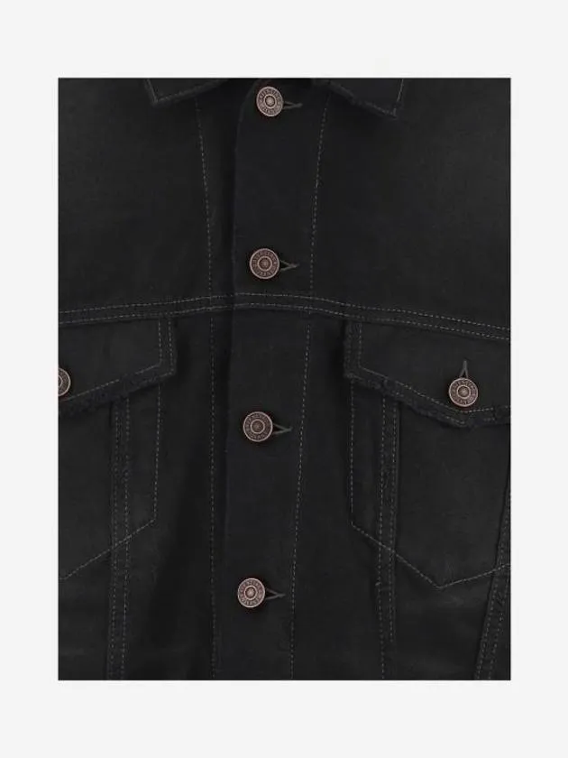 Balenciaga Political Campaign Logo Oversized Denim Jacket Black