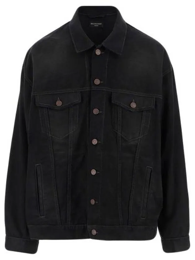 Balenciaga Political Campaign Logo Oversized Denim Jacket Black