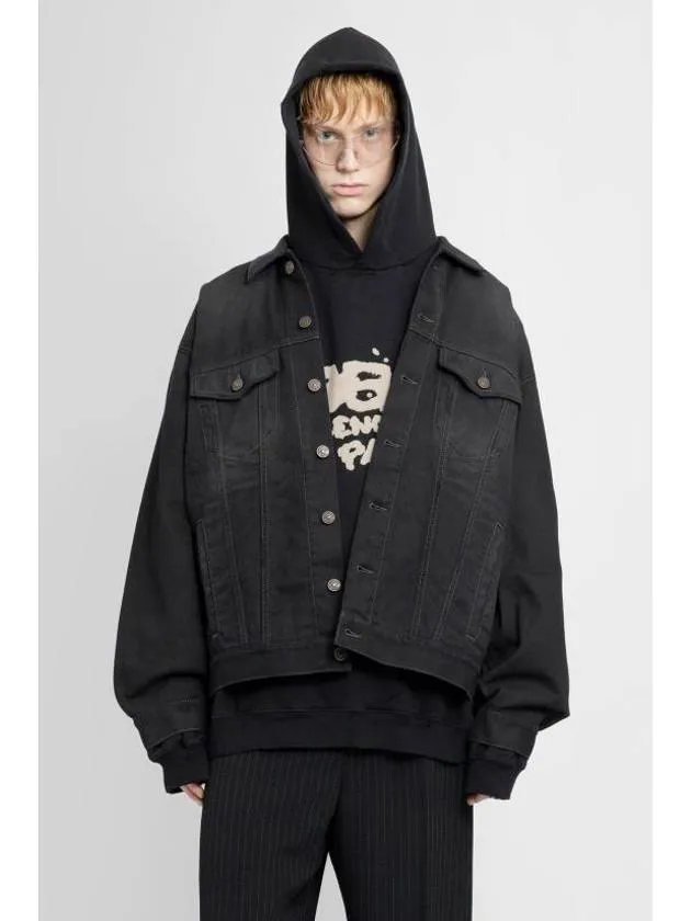 Balenciaga Political Campaign Logo Oversized Denim Jacket Black